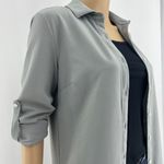Grace Elements  XS Gray Button Up Tunic Blouse Top Womens Photo 3