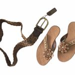 Anthropologie HTF: new x Linea Pelle ❃ Braided Leather Belt ❃ Khaki Brown Root Photo 11