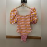 ZARA EUC  **Bloggers Fav** Printed Poplin Puff Sleeve Bodysuit Size Medium Photo 7