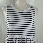 Stella Striped Crochet Trim Babydoll Tank Top Women's Size Medium White Photo 3