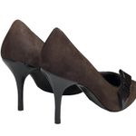 via spiga new β Peep Toe Stiletto Heels Pumps β Chocolate Suede + Patent Leather Photo 2