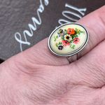 Vintage 70s Floral Bouquet Ring Adjustable Pink Photo 2