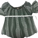 Altar'd State  Womens Size Small Green Cream Off The Shoulder Bell Sleeve Top Photo 6