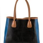 Neiman Marcus  Color Block Faux Leather Tote Bag Photo 0