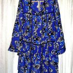Anthropologie NWT  Dhruv Kapoor Long Sleeve Printed Babydoll Mini Dress Blue XL Photo 0