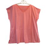 None Oversized V-neck Tee Short sleeves pink salmon Women’s size XXL Photo 0