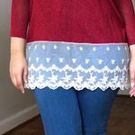 Lace Tunic Oversized Sweater Red Size L Photo 0