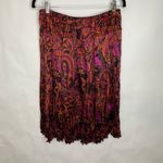 Peter Nygard 100% Silk Nygard Collection Red Purple Black Paisley Crinkle Skirt Sz Medium Photo 1