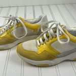 Salvatore Ferragamo Vintage Womenโs Yellow & White Mesh Leather Sneakers Size 6.5 Photo 2