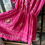 Farm Rio Gybizia Ebba mini dress embroidered mirror ruffles split tiered cerise barbie Photo 5