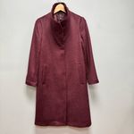 Eileen Fisher  High Collar Wool & Alpaca Blend Coat Casis Maroon XXS Photo 6