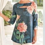 Soft Surroundings Evening Primrose Floral Long Sleeved Knit Tunic Top Photo 0
