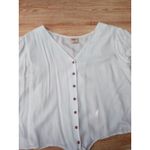 Mossimo Top Tie Waist Button Up Women's White Size L Size L Photo 2