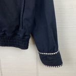 St. John  Sport by Marie Gray Black Zip Up Bomber Jacket White Stitching Trim P Photo 2