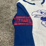 5th & Ocean Kansas Jayhawks Women’s Glitter Bling Logo 3/4 Sleeve Raglan Raw Hem Sz Large Photo 3