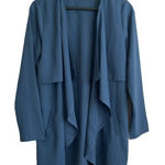 Emelia‎ Women Jacket S Blue Waterfall Open Front Draped Cardigan Capsule Office Photo 0