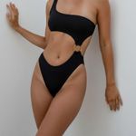 MONDAY SWIMWEAR Vera One Shoulder One Piece Swim, Black, Medium Black Photo 2
