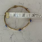 3 Slip On Gold Plated Bracelets with Royal Blue Stone Photo 3