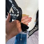 Lucky Brand  Black Embroidered Tassel Boho Bandana Shawl Wrap 42x43 Photo 3