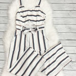Crystal Doll White and blue Striped belted jumpsuit Photo 0