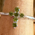 Sterling Silver Cross Green CZ Ring Photo 0