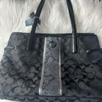 Coach  Black Signature Python Stripe Carryall shoulder Bag 14x10x6 hobo Photo 0