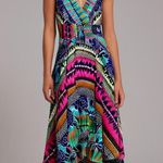 Rabbit Vintage Handkerchief Dress Womens 6 Empire Smocked Waist Artsy Festival Purple Photo 0