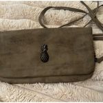 Vintage Olive Green Leather Pineapple Crossbody Shoulder Bag Indie Cottagecore Photo 1