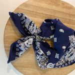 Vintage 90s USA Made Blue Mushroom Print Square Cotton Bandana Neck Tie Photo 3