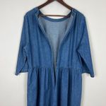 Roolee Midi Dress Womens 3XL Denim Blue Jean 3/4 Sleeve A-Line Pockets Modest Photo 7