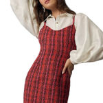 Endless Rose NWT Anthro Red / Pink Boucle Wool Blend Tweed Bustier Mini Dress S Photo 0