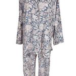 Pax Philomena Laura Floral Gray Block Print Long Sleeve Pajamas Set Size L Photo 0