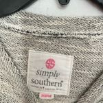 Simply Southern  Terry Textured Long Sleeve Gray & Blue Weekend Top‎ Size Medium Photo 2