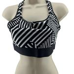 Victoria's Secret Sports Bra Women Large Black White Stripe Racerback The Player Photo 0