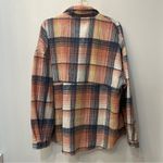 Boutique Pink & Grey Plaid Button Up Collared Flannel Shacket Sz XL Blue Photo 6