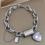 ✨Silvertone Chunky Heart Charm Bracelet✨NEW Gift 🎁 Boxed Silver Photo 0