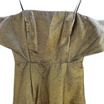 Sandro Palacio Dress Gold Silver Two Tone Metallic Off Shoulder Photo 1