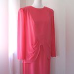 Vintage ‘90s Ursula of Switzerland Coral Rouched Waist Long Sleeve Midi Dress Pink Size 8 Photo 3