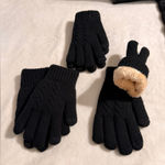 Black Knit Gloves with Faux Fur Lining 3 sets Photo 0