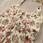 Vintage Beige Floral Linen Blend Floral Halter Top Skirt Set size 7 Photo 2