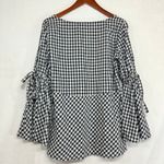 Ann Taylor Loft S Gingham Plaid Tied Bell Sleeve Top Picnic Cottage Prairie Cute Photo 3