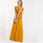 ASOS  Ruffle Sunset Flutter Maxi Golden Yellow Tie Back Chiffon Dress Whimsical 8 Photo 2