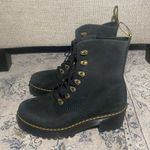 Dr. Martens  Womens Boots Leona Black Milled Nubuck Leather Combat Photo 3