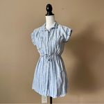 Japna  | Blue Striped Button Down Mini Dress Sz S Photo 3