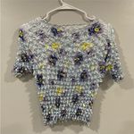 Y2K Popcorn Floral Crinkle Shirt Photo 2