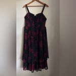 Torrid Lace Up Dress 1X Red Black Floral Smocked Layered Milk Maid Fairy Goth Photo 1