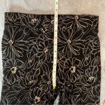 Agenda Petite Black Tan Floral Slim Fit Work Pants Ankle Slit Pants Size Small Photo 3