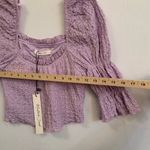 Mustard Seed  Crinkle
Texture Puff Sleeve Crop Top Lavender Ladies Sz Small NWT Photo 8