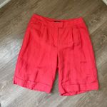 Alfani Linen Blend High Waisted Shorts Orange Red Pleated ~ Women’s Size 8 Photo 2