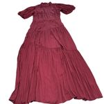 MINKPINK Dress Womens X Large Red Burgundy Satin Ines Gown Puff Sleeve Photo 2